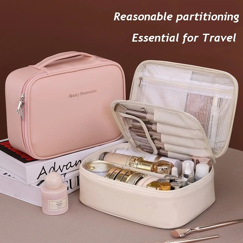 PU Leather Double Layer Makeup - Luxury Skincare And Makeup Brands ulasan dan harga